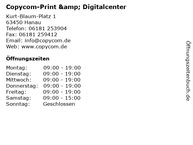 Copycom-Print & Digitalcenter in Hanau: Adresse und Öffnungszeiten
