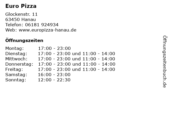 Euro Pizza in Hanau: Adresse und Öffnungszeiten