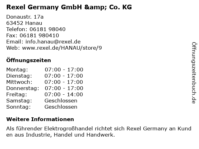 Rexel Germany GmbH & Co. KG in Hanau: Adresse und Öffnungszeiten