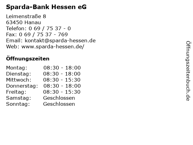 Sparda-Bank Hessen eG in Hanau: Adresse und Öffnungszeiten