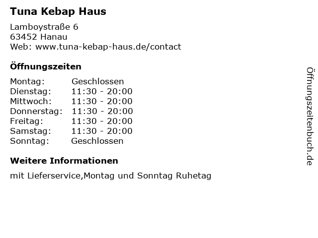 Tuna Kebap Haus in Hanau: Adresse und Öffnungszeiten
