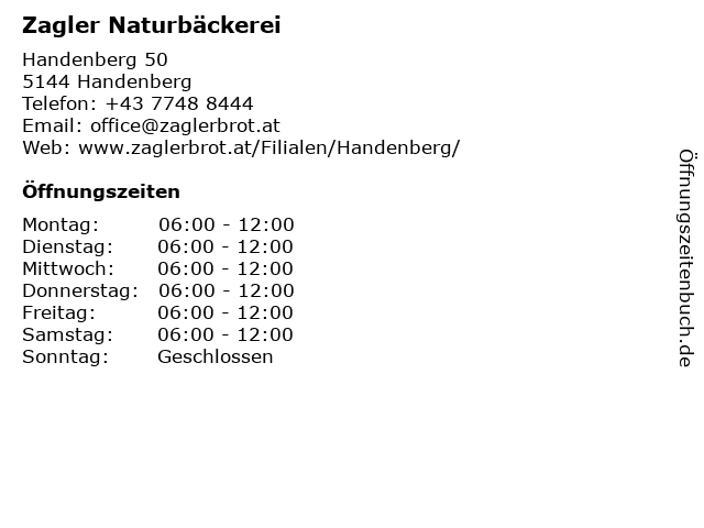 Zagler Naturbäckerei in Handenberg: Adresse und Öffnungszeiten