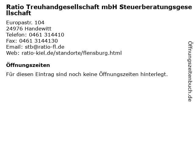 ᐅ Offnungszeiten Ratio Treuhandgesellschaft Mbh