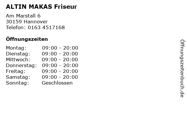ALTIN MAKAS Friseur in Hannover: Adresse und Öffnungszeiten