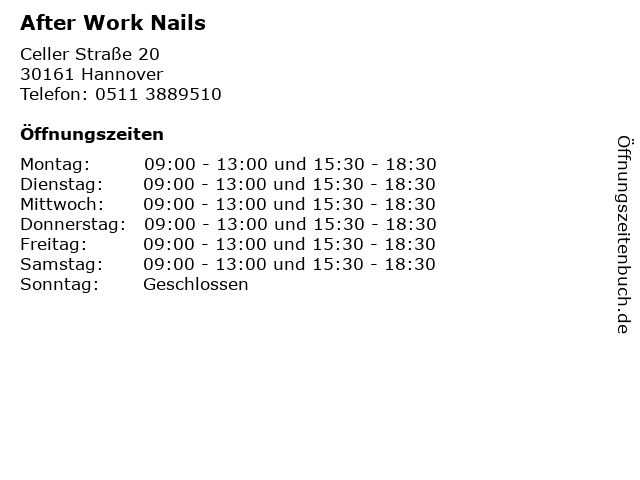 After Work Nails in Hannover: Adresse und Öffnungszeiten