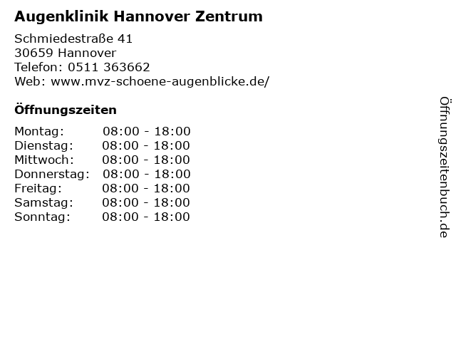 Augenklinik Hannover Zentrum in Hannover: Adresse und Öffnungszeiten