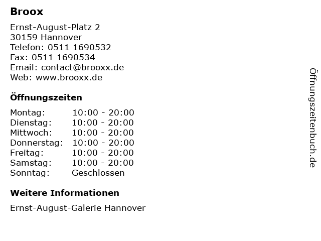 Broox in Hannover: Adresse und Öffnungszeiten