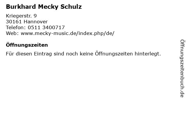 Burkhard Mecky Schulz in Hannover: Adresse und Öffnungszeiten