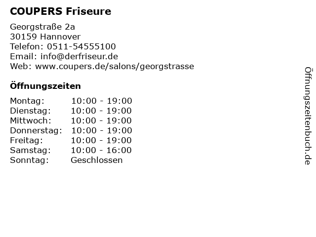 COUPERS Friseure in Hannover: Adresse und Öffnungszeiten