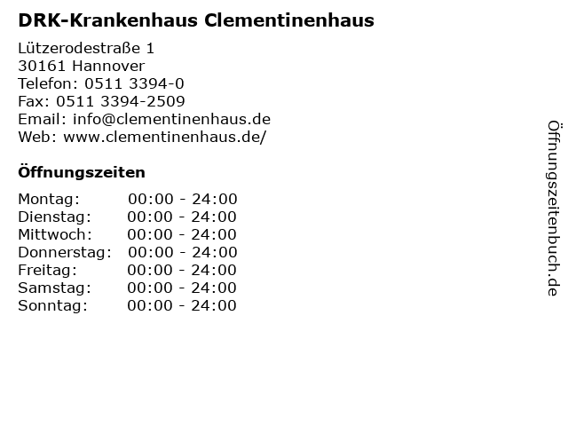 á… Offnungszeiten Drk Krankenhaus Clementinenhaus Lutzerodestrasse 1 In Hannover