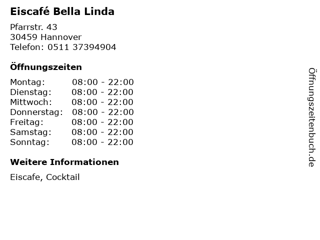 Eiscafé Bella Linda in Hannover: Adresse und Öffnungszeiten