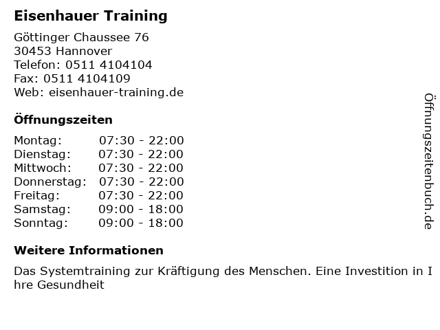 Eisenhauer Training in Hannover: Adresse und Öffnungszeiten