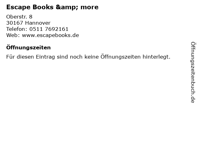 Escape Books & more in Hannover: Adresse und Öffnungszeiten