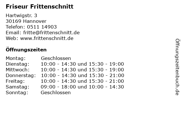 Friseur Frittenschnitt in Hannover: Adresse und Öffnungszeiten