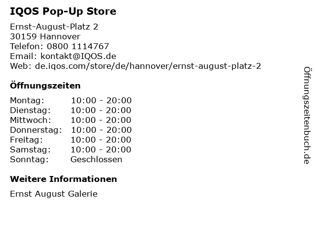 IQOS Pop-Up Store in Hannover: Adresse und Öffnungszeiten