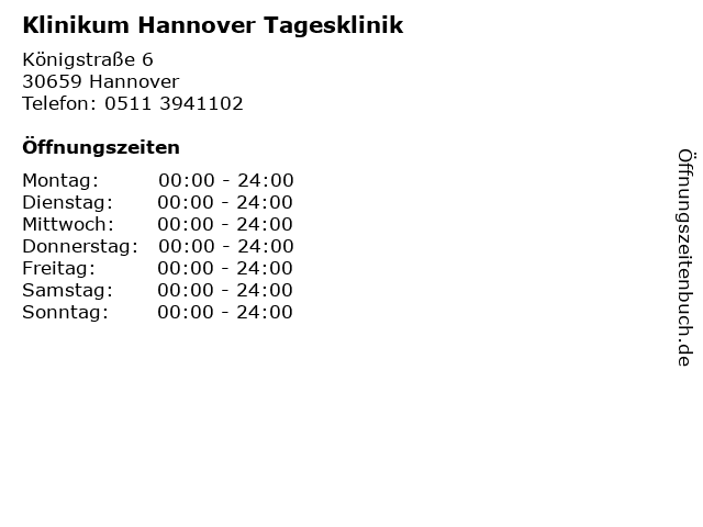 Klinikum Hannover Tagesklinik in Hannover: Adresse und Öffnungszeiten