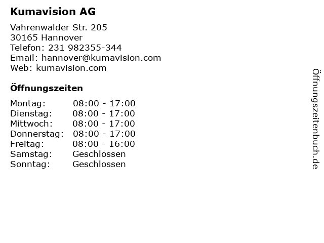 Kumavision AG in Hannover: Adresse und Öffnungszeiten