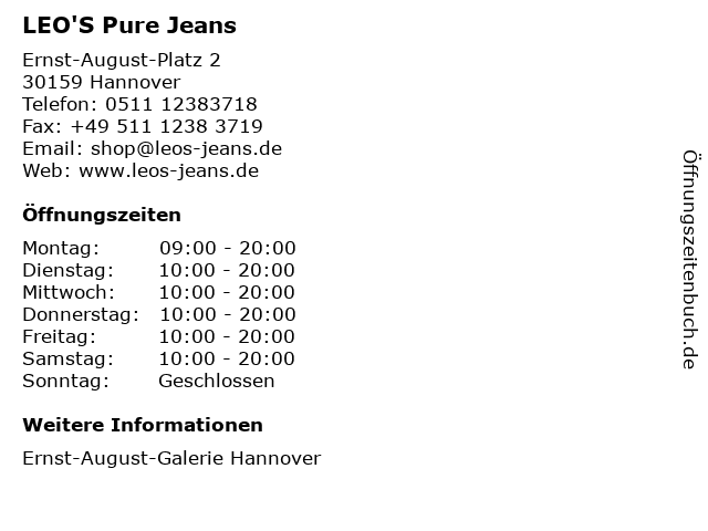 LEO'S Pure Jeans in Hannover: Adresse und Öffnungszeiten