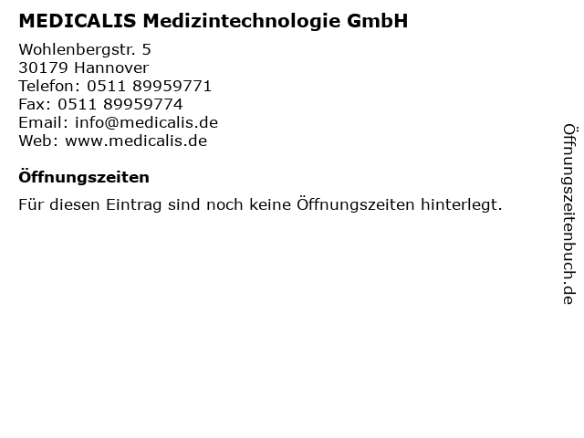MEDICALIS Medizintechnologie GmbH in Hannover: Adresse und Öffnungszeiten