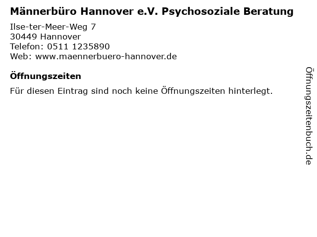Männerbüro Hannover e.V. Psychosoziale Beratung in Hannover: Adresse und Öffnungszeiten