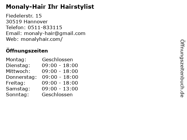 Monaly-Hair Ihr Hairstylist in Hannover: Adresse und Öffnungszeiten