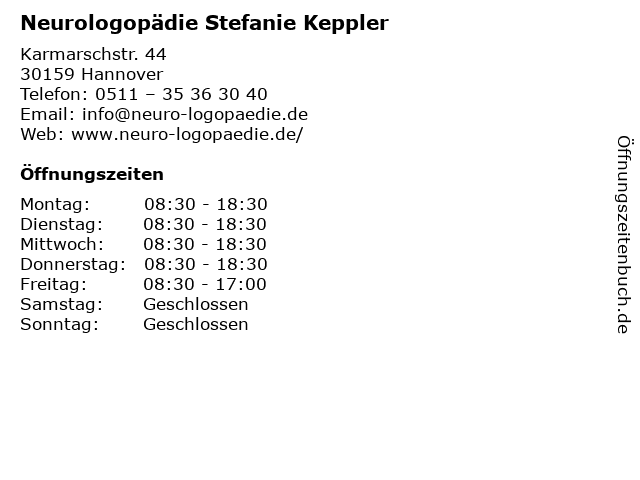 Neurologopädie Stefanie Keppler in Hannover: Adresse und Öffnungszeiten