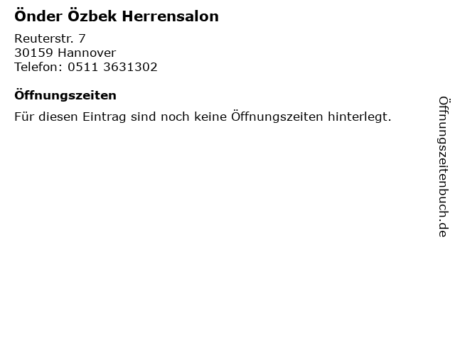 Önder Özbek Herrensalon in Hannover: Adresse und Öffnungszeiten