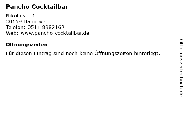Pancho Cocktailbar in Hannover: Adresse und Öffnungszeiten