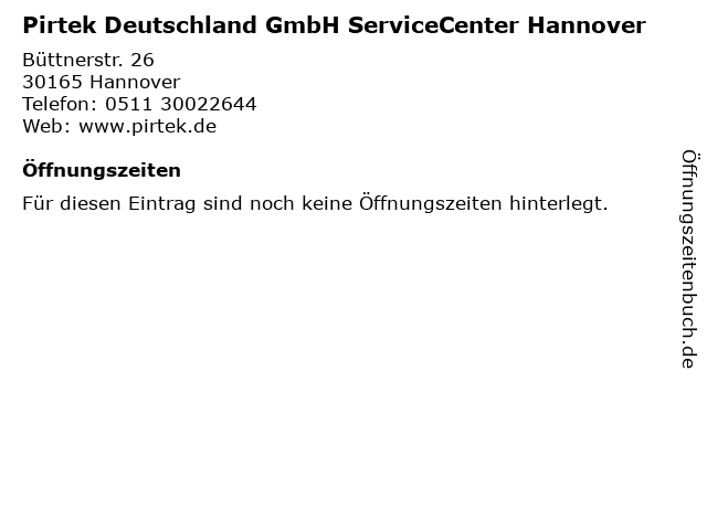 Pirtek Deutschland GmbH ServiceCenter Hannover in Hannover: Adresse und Öffnungszeiten