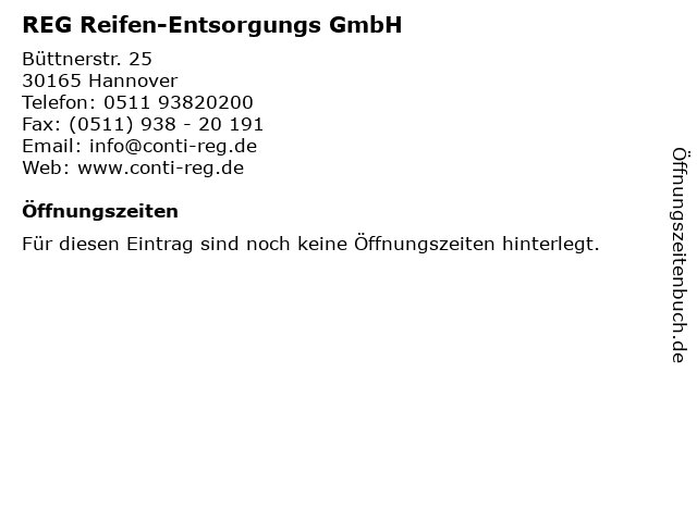 REG Reifen-Entsorgungs GmbH in Hannover: Adresse und Öffnungszeiten