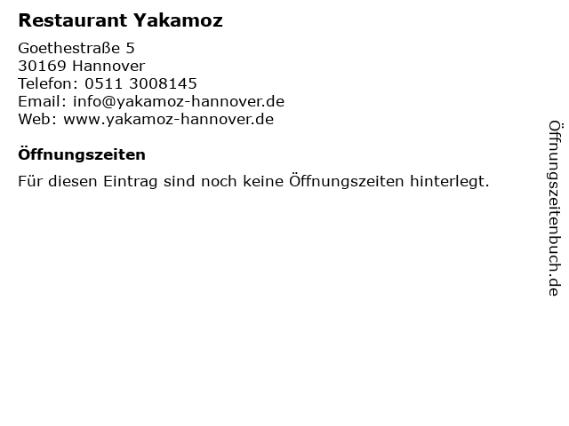Restaurant Yakamoz in Hannover: Adresse und Öffnungszeiten