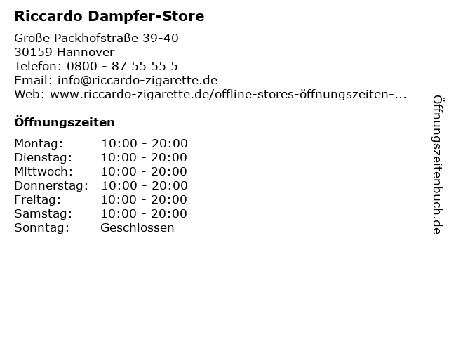 Riccardo Dampfer-Store in Hannover: Adresse und Öffnungszeiten