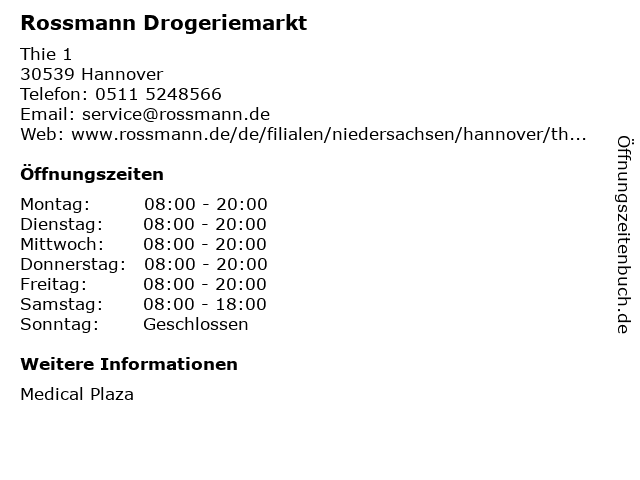 Rossmann Offnungszeiten Hannover