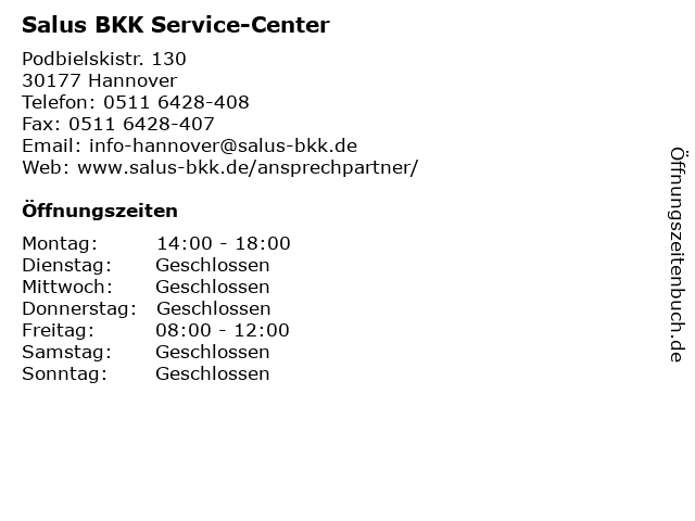 Salus BKK Service-Center in Hannover: Adresse und Öffnungszeiten