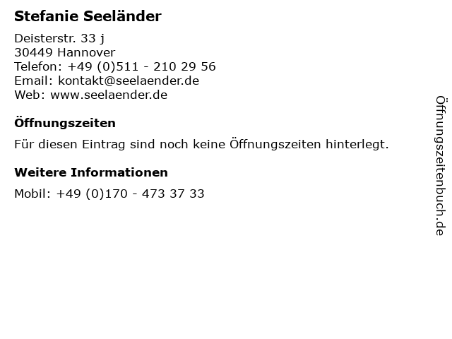 Stefanie Seeländer in Hannover: Adresse und Öffnungszeiten