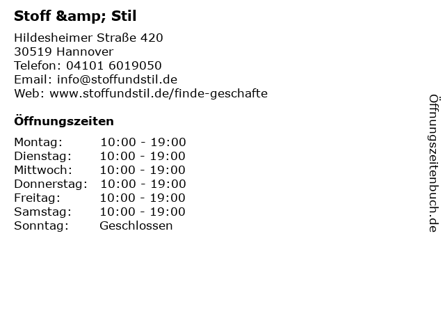 ᐅ Öffnungszeiten & | Hildesheimer Straße 420 Hannover