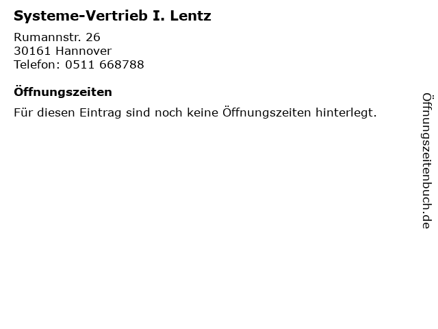 Systeme-Vertrieb I. Lentz in Hannover: Adresse und Öffnungszeiten