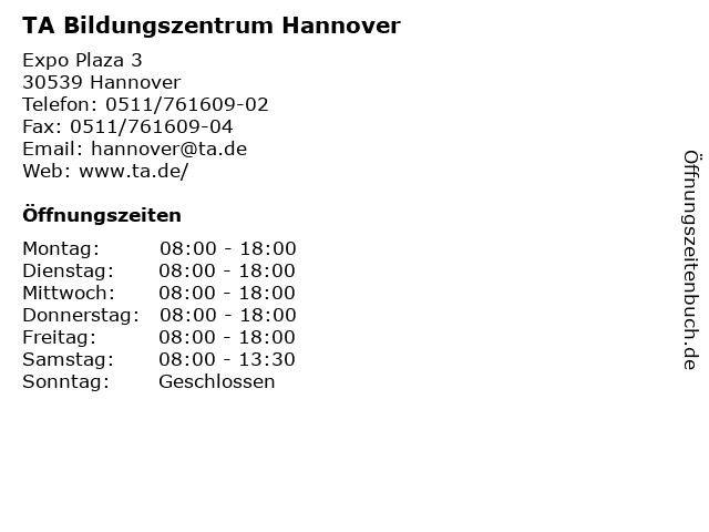 TA Bildungszentrum Hannover in Hannover: Adresse und Öffnungszeiten