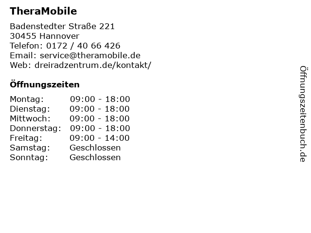 TheraMobile in Hannover: Adresse und Öffnungszeiten