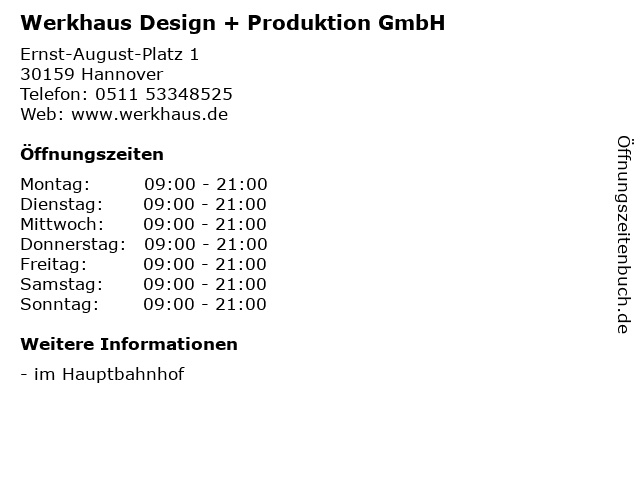 Werkhaus Design + Produktion GmbH in Hannover: Adresse und Öffnungszeiten