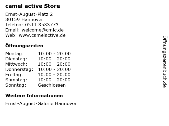 camel active Store in Hannover: Adresse und Öffnungszeiten
