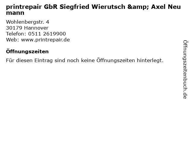 printrepair GbR Siegfried Wierutsch & Axel Neumann in Hannover: Adresse und Öffnungszeiten