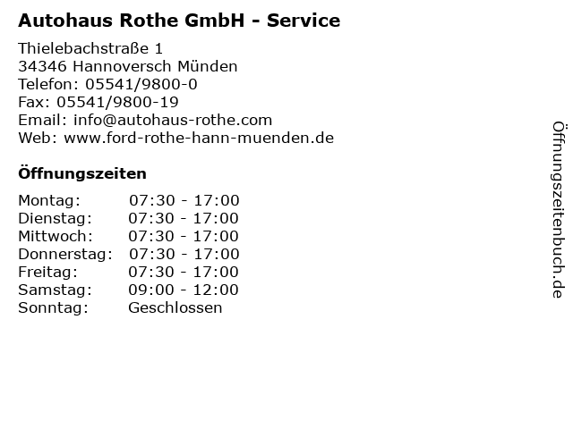 Autohaus Rothe GmbH - Service in Hannoversch Münden: Adresse und Öffnungszeiten