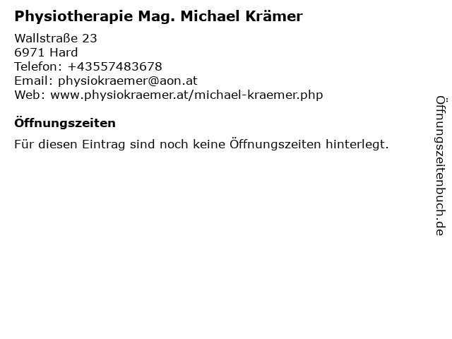 Physiotherapie Mag. Michael Krämer in Hard: Adresse und Öffnungszeiten