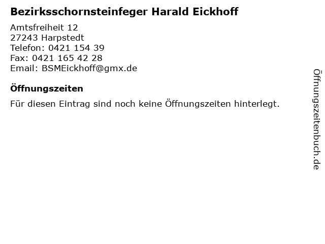 Bezirksschornsteinfeger Harald Eickhoff in Harpstedt: Adresse und Öffnungszeiten