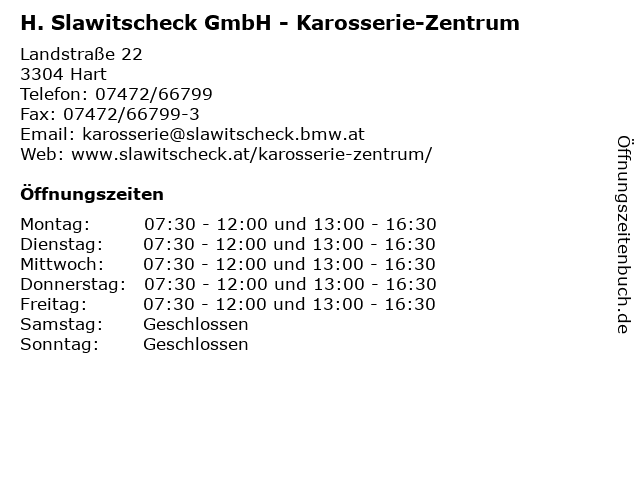 H. Slawitscheck GmbH - Karosserie-Zentrum in Hart: Adresse und Öffnungszeiten