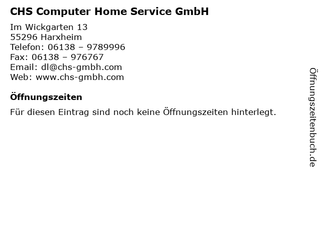 CHS Computer Home Service GmbH in Harxheim: Adresse und Öffnungszeiten