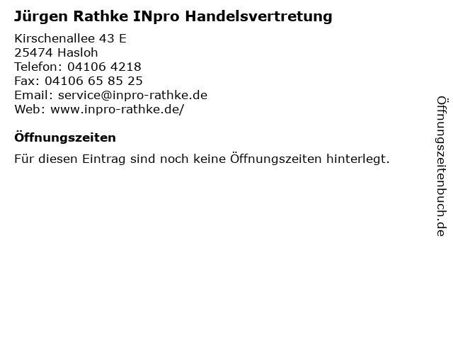 Jürgen Rathke INpro Handelsvertretung in Hasloh: Adresse und Öffnungszeiten