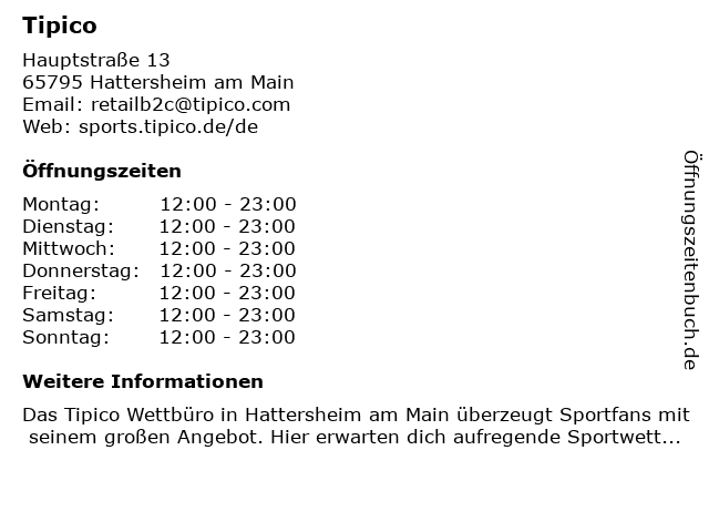 Tipico in Hattersheim am Main: Adresse und Öffnungszeiten