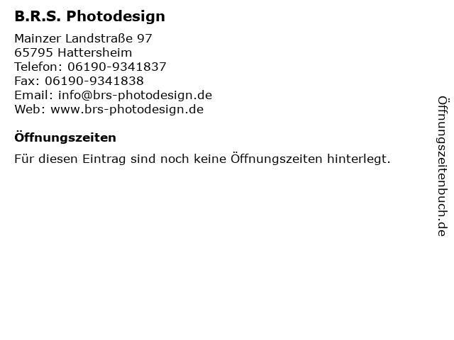 B.R.S. Photodesign in Hattersheim: Adresse und Öffnungszeiten